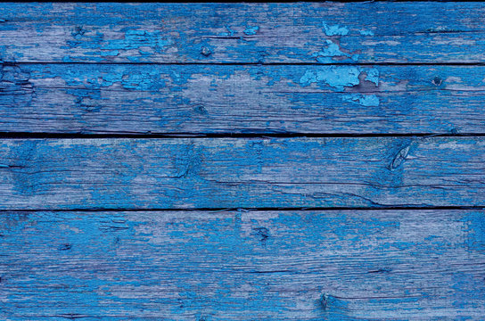 Wooden background with boards in blue