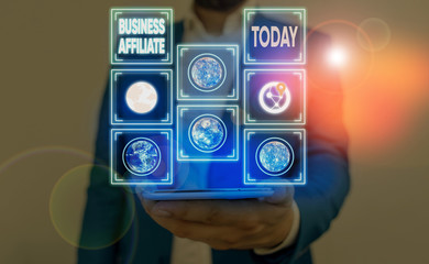 Word writing text Business Affiliate. Business photo showcasing one company is a minority...