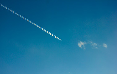 airplane in the sky, airplane with the blue sky background