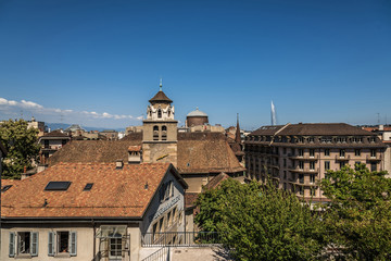 Fototapeta na wymiar Tiled Roofs of Geneva Old Town