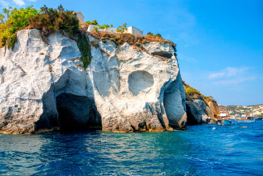 Grottoes of Pilate (Grotte di Pilato) complex system of tunnels and pools in the island of Ponza, Italy.