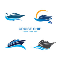 Naklejka premium Cruise Ship Logo Simple Template vector icon design