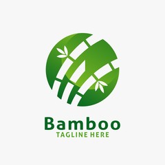 Green bamboo logo design