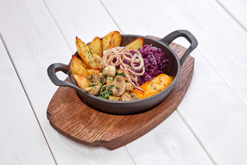 roasted vegetables with sweet potato puree