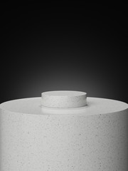 Cosmetic marble podium isolated in black background. Template for product presentation. 3d rendering - illustration.