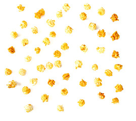 caramelized pop corn isolated on white