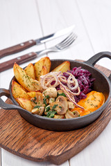 roasted vegetables with sweet potato puree