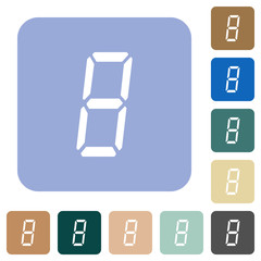 digital number eight of seven segment type rounded square flat icons