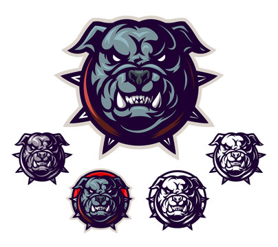 Cartoon bulldog head emblem