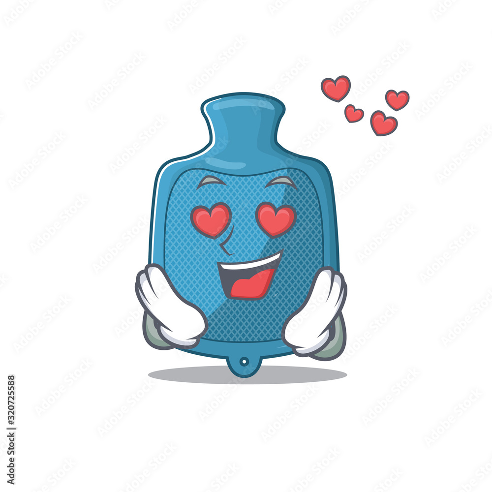 Sticker falling in love cute hot water bag cartoon character design