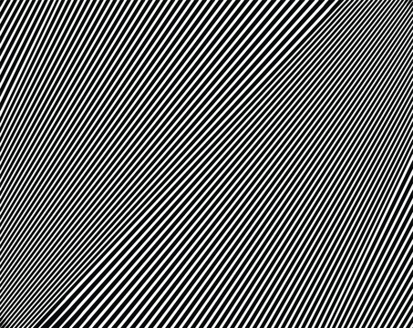 striped black white diagonal inclined lines .Optical illusion effect, op art. Vector vibrant decorative background, texture