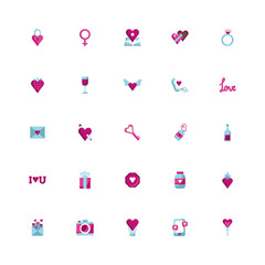 bundle of happy valentines day set icons