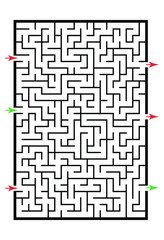 Illustration with labyrinth, maze conundrum for kids. Baby puzzle with entry and exit. Children riddle game.