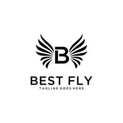 Creative Illustration modern B with wings luxury logo design