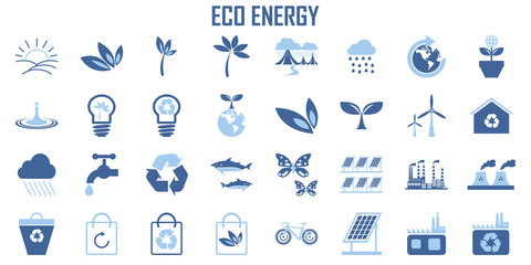 Set of Ecology ,Nature ,Recycle Energy, Creative Related Vector flat Icons.