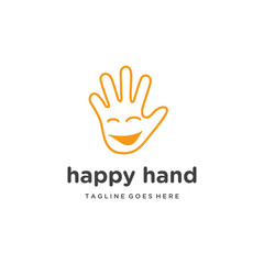 Creative hand icon happy Smile vector logo template.