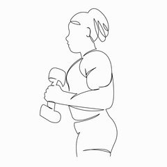 bodybuilder woman with dumbbell
