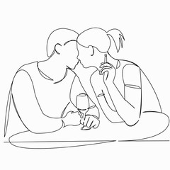 loving couple kisses drinks wine smokes