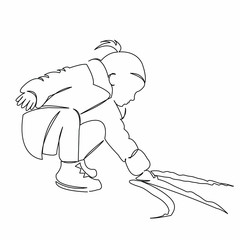 little girl touches water