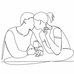 loving couple kisses drinks wine smokes