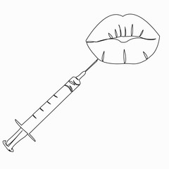 syringe and lips botox