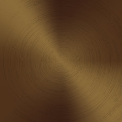 Fototapeta premium Radial polished texture bronze metal background. Vector textured technology brass color background with circular polished, brushed concentric texture. Gold, copper or golden color