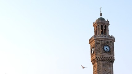 Closeup of izmir clock tower.