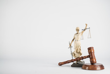 Law symbols on bright background. Place for text.