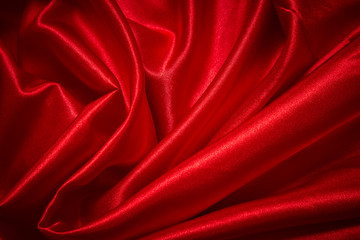 Luxury red satin smooth fabric background for celebration, ceremony, event invitation card or advertising poster
