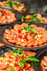 Delicious chinese food poached shrimp,ingredients are coriander and garlic with chili.
