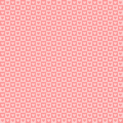 vector heart shapes on squares. simple pink background. valentines seamless pattern. wedding texture. textile paint. repetitive background. fabric swatch. wrapping paper