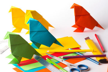 origami bird made of colored paper