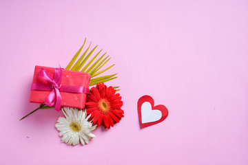 Flower and ribbon arrange in eight number with copy space frame, Happy women day concept.