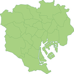 東京23区の地図_各区ごとに色を変えられます