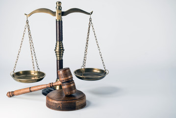 Law symbols on bright background. Place for text.