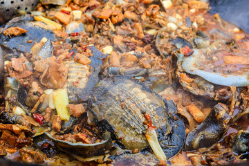 Delicious braised turtle in a pan,Chinese traditional cuisine.