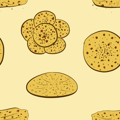 Seamless pattern of sketched Appam bread