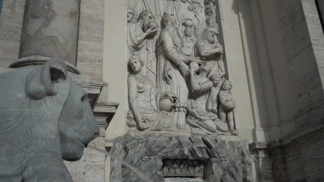 Roma, Italia. Fontana del Mos&egrave;. Mostra dell&rsquo;acqua Felice. Dettagli 