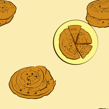 Seamless pattern of sketched Bing bread