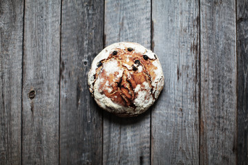 rustic bread on wooden background