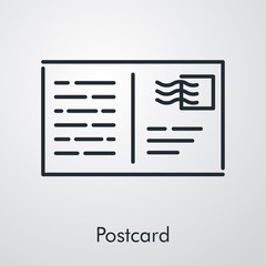 Símbolo postcard. Icono plano lineal en fondo gris