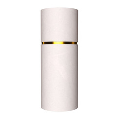 Kraft paper cardboard tube package with gold part mock up. 3d render isolated on white background.