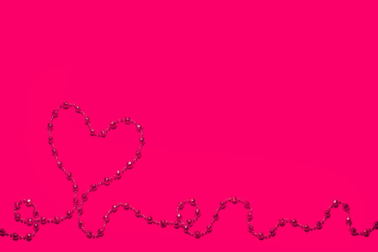 Valentines day concept. Textile red hearts on a red background.