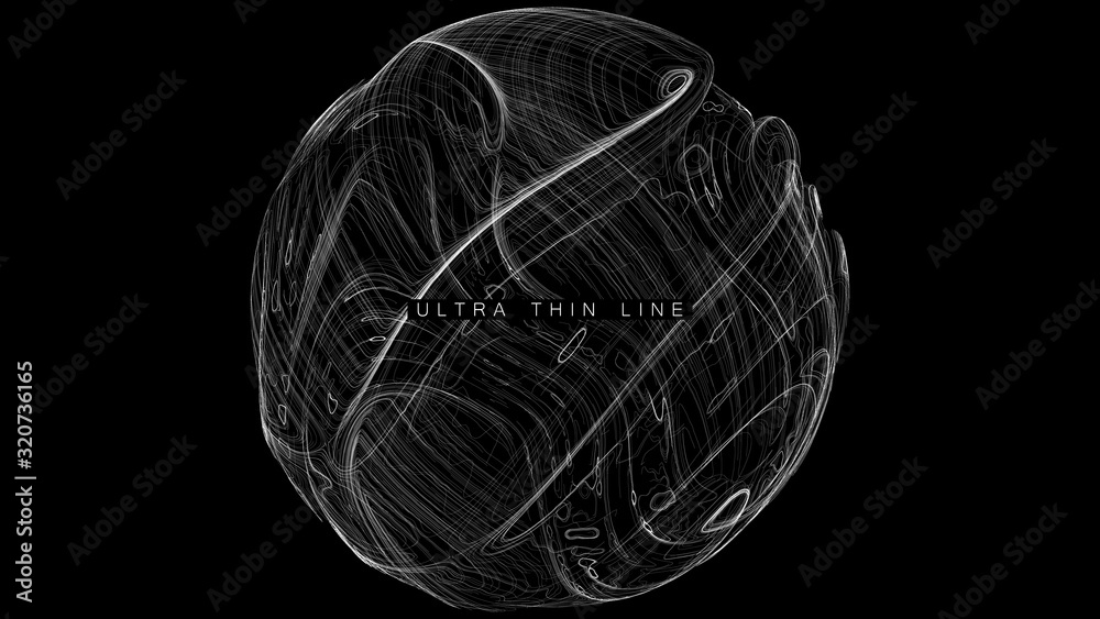 Aufkleber ultra thin line fluid geometry. dynamic vector distorted spheres. digital fractal 3d swirl. futurist
