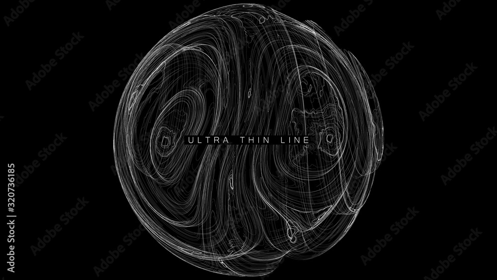 Aufkleber ultra thin line fluid geometry. dynamic vector distorted spheres. digital fractal 3d swirl. futurist