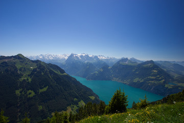 Fototapeta na wymiar lake lucerne, seen from the Stoos mountain