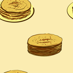 Seamless pattern of sketched Khakhra bread