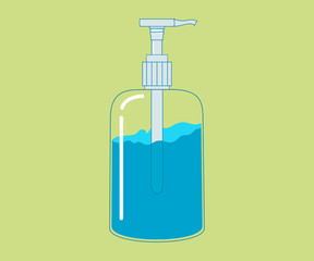 Hand sanitizer isolated on green background, Covid-19 concept, Flat illustration design
