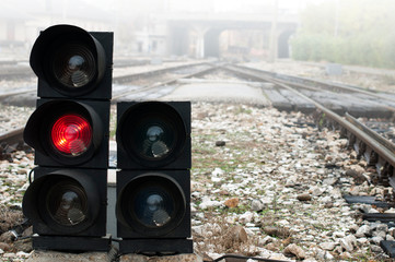 Traffic light shows red signal