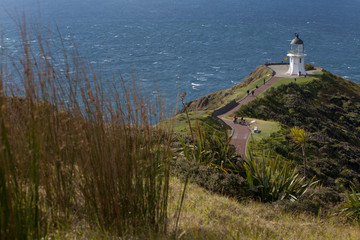Fototapeta na wymiar Cape Reinga Northland New Zealand Lighthouse. Tasman Sea. Pacific Ocean